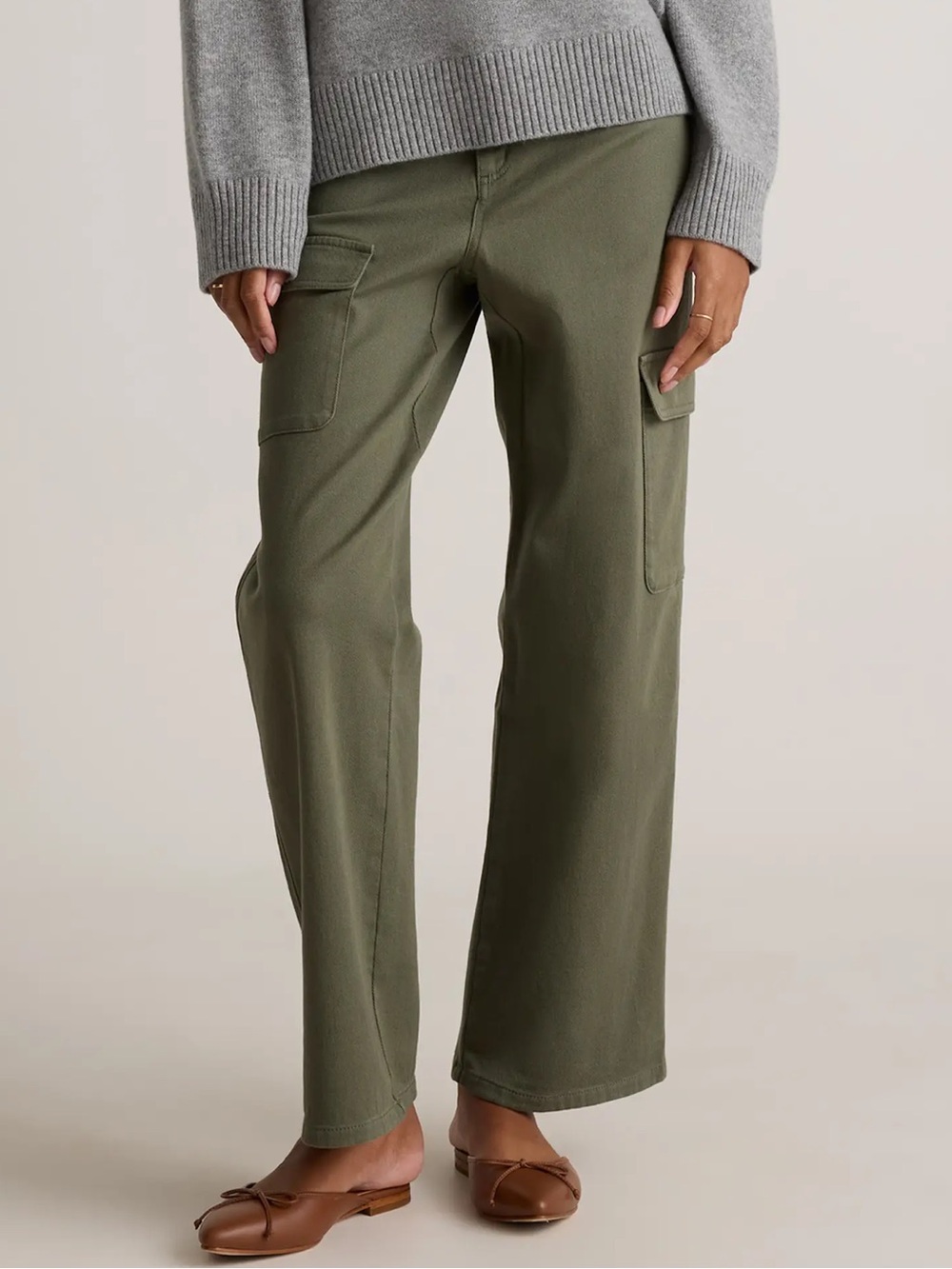 NWT Quince Loden Green Organic Stretch Cotton Twill Cargo Pants Sz. 16